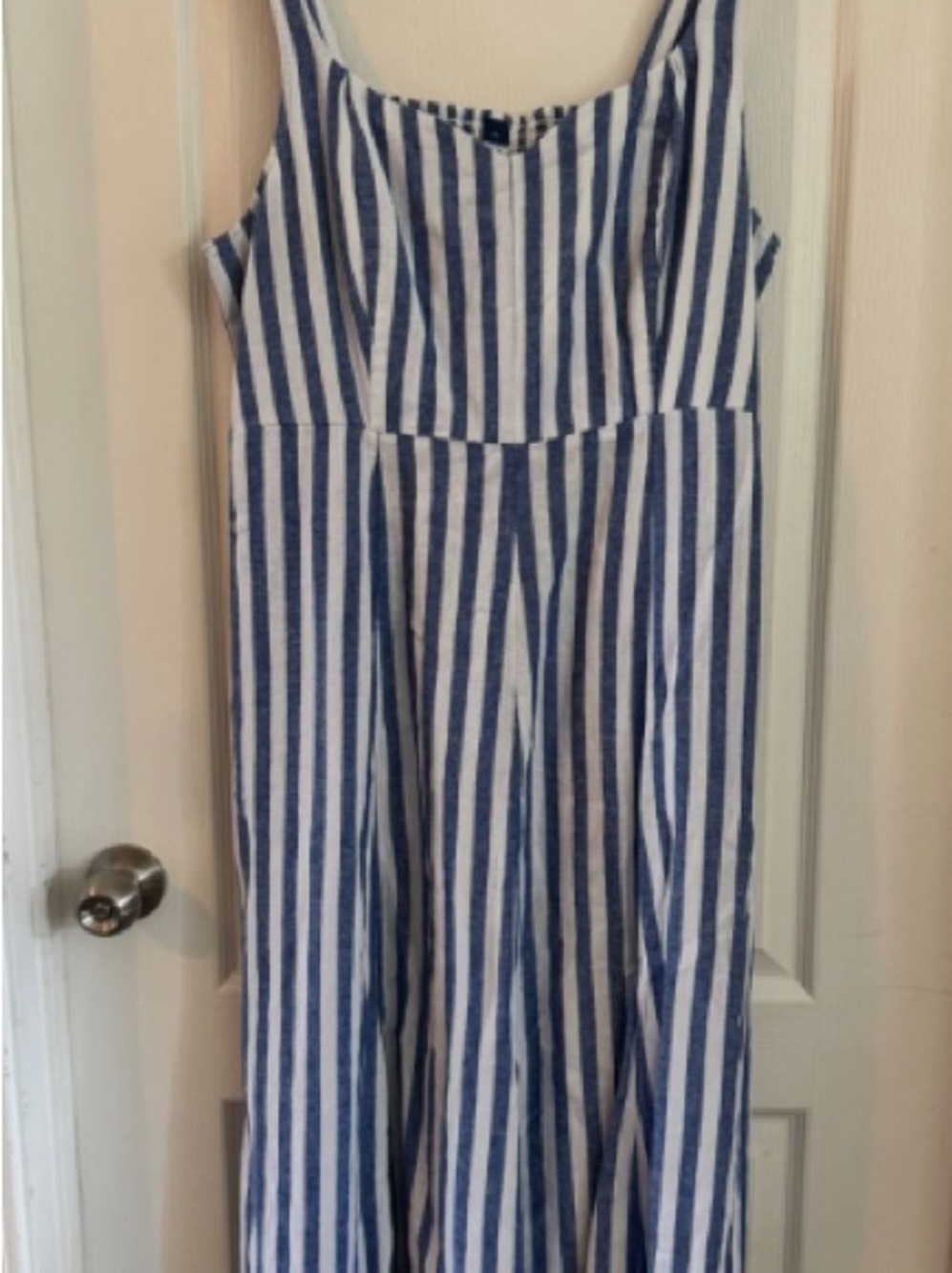Blue and White Striped Sleeveless Sundress